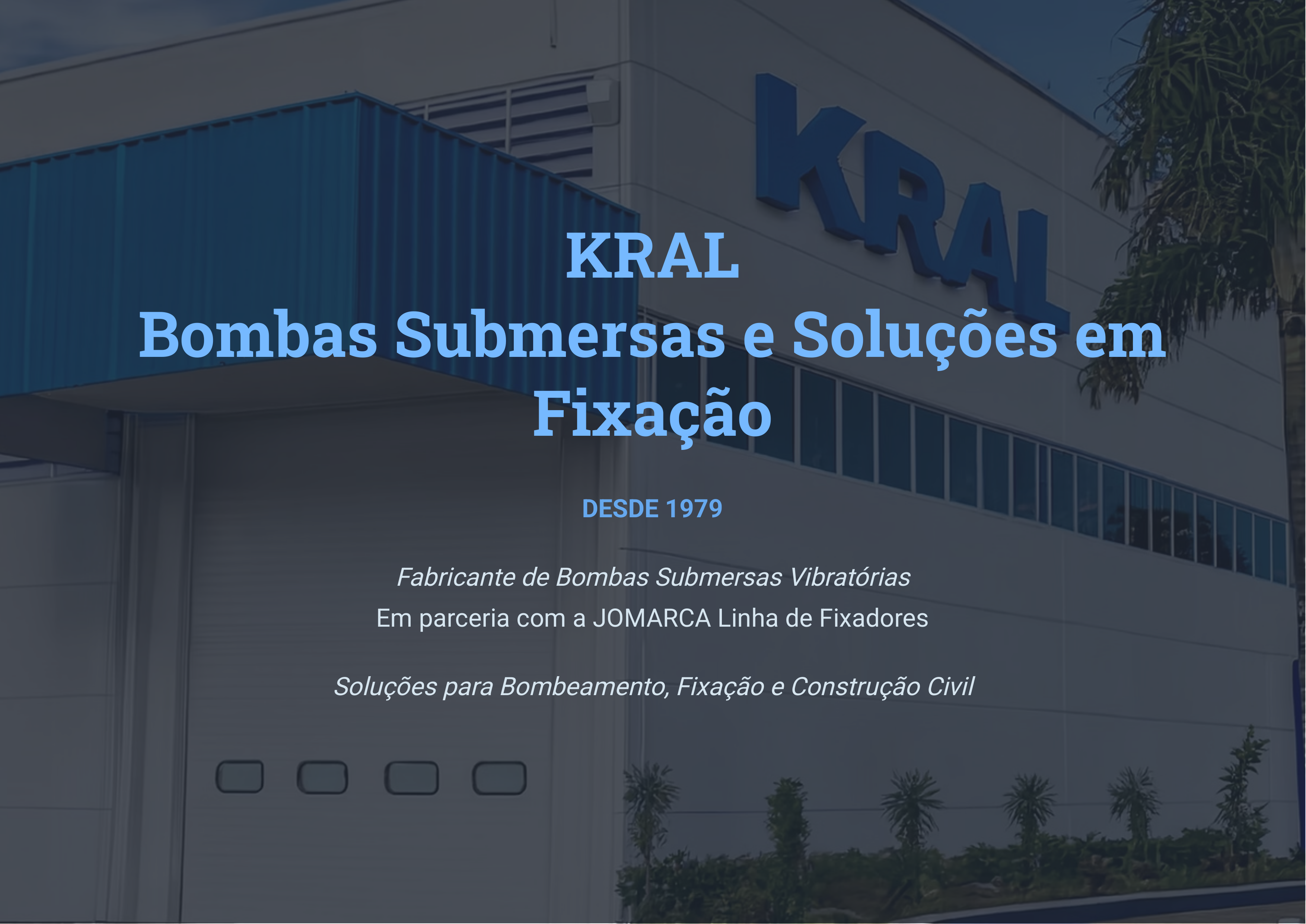 Capa do catálogo oficial KRAL — Bombas Submersas e Soluções em Fixação